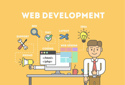 抽象矢量現(xiàn)代網(wǎng)頁(yè)開發(fā)主題的插圖設(shè)計(jì)